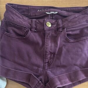 American Eagle Outfitters Women's High Waist Burgundy Shorts